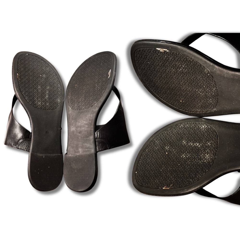 Tory Burch Sidney Sandals - Black Leather Thong Sandals, Size 6.5 - Picture 5 of 9
